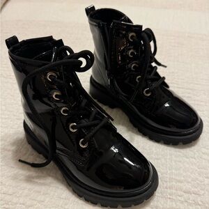 Black patent leather boots